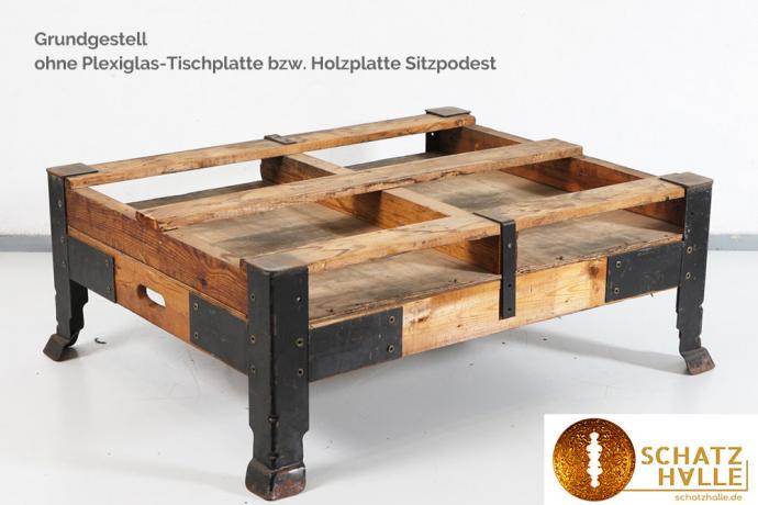 Loungepaket: 36 Sitzbänke/ Sitzpodeste & 10 Tische Industrial Holz