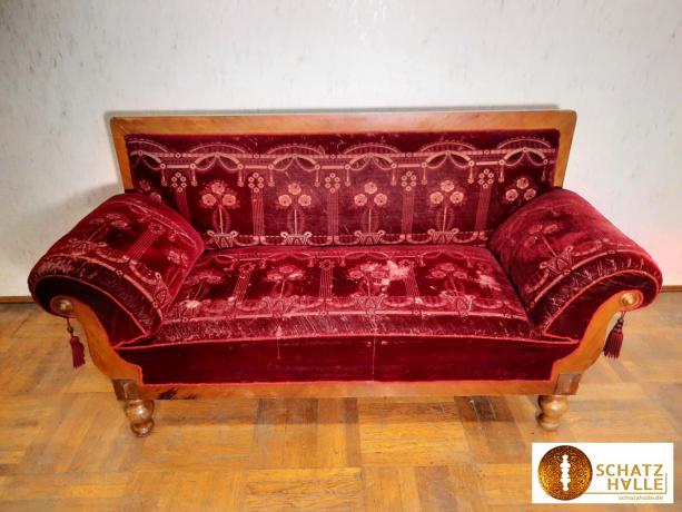 Rotes antik Plüschsofa aus Omas Zeit 7, Gründerzeit-Sofa, Vintage