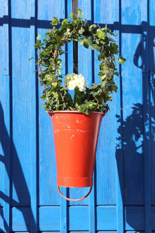 Paket: 10x VINTAGE Eyecatcher ZINKEIMER ROT Blumentopf Blecheimer Pflanztopf Pflanzgefäß